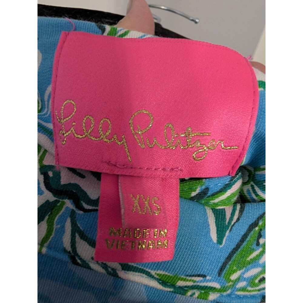 Lilly Pulitzer XXS Blue Floral Puff Sleeve Shift Dress Resort Coastal - Picture 4 of 7
